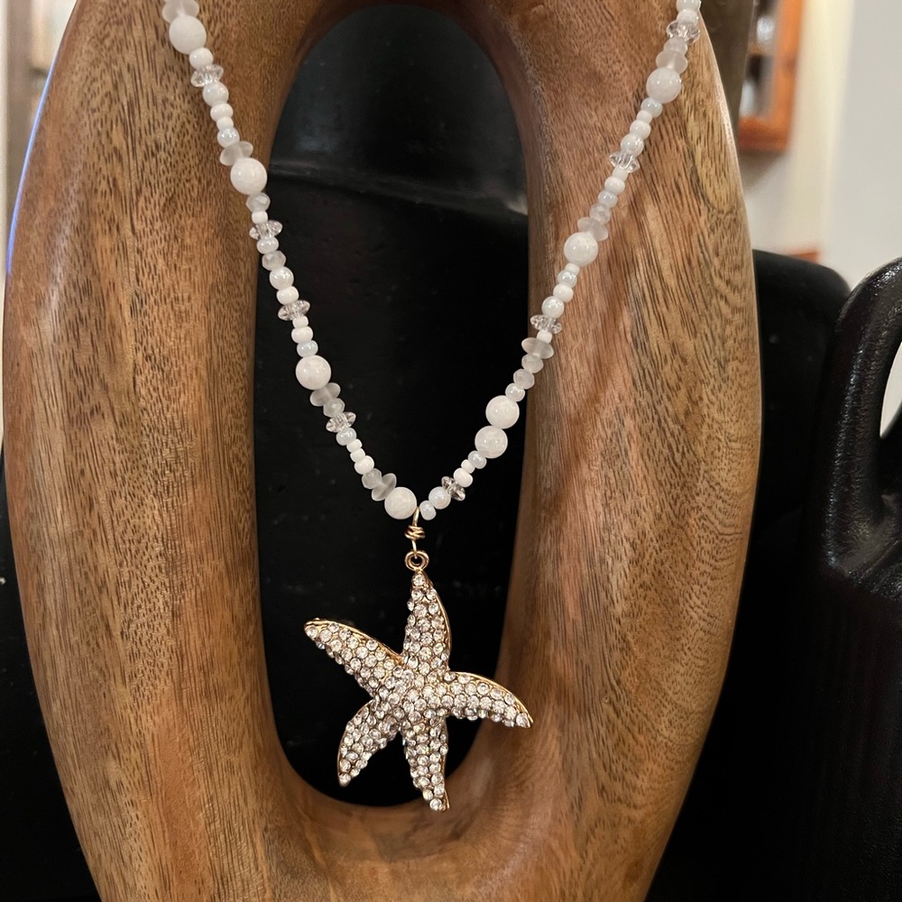 Elegant White Starfish Pendant Necklace